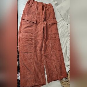 Women's Corduroy Cargo Pants - Rust
